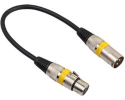 XLR (m) - XLR (v) audiokabel / zwart/geel - 0,30 meter