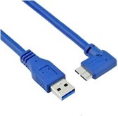 Coretek USB Micro B haaks naar USB-A kabel - USB3.0 - tot 2A / blauw - 0,30 meter