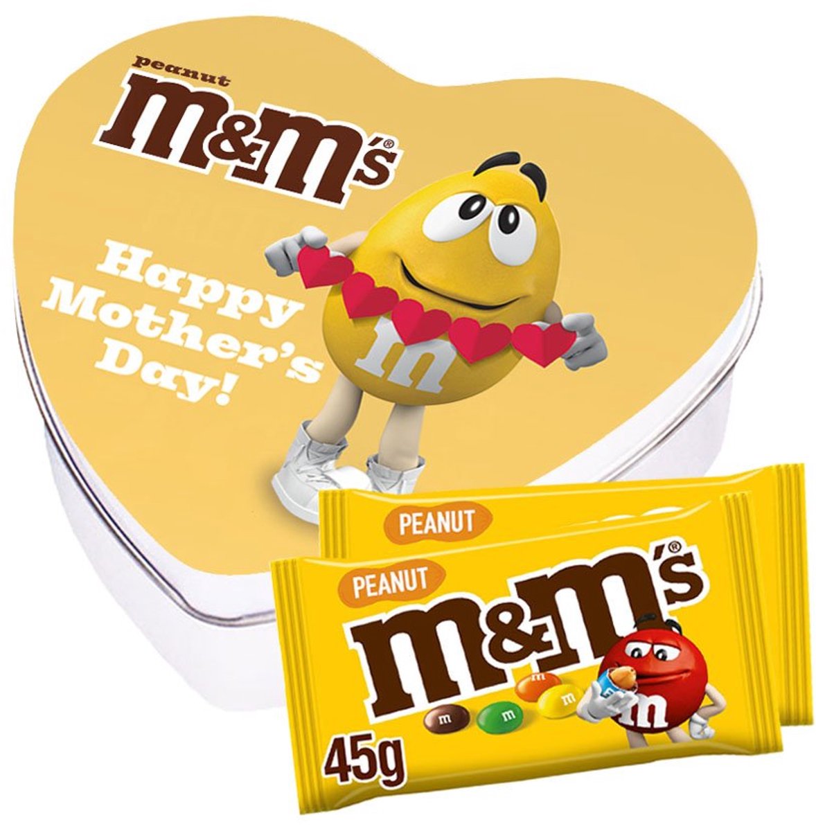 M&M's geschenkdoos hartje 'Happy Mother's Day!' - peanut - chocolade met pinda - Moederdag cadeau - 90g