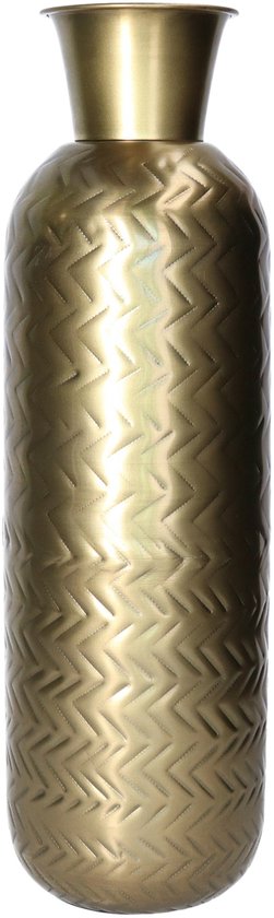 Foto: Atmosphera bloemenvaas antique dorado goud bewerkt metaal 15 x 46 cm flessenhals model design vaas