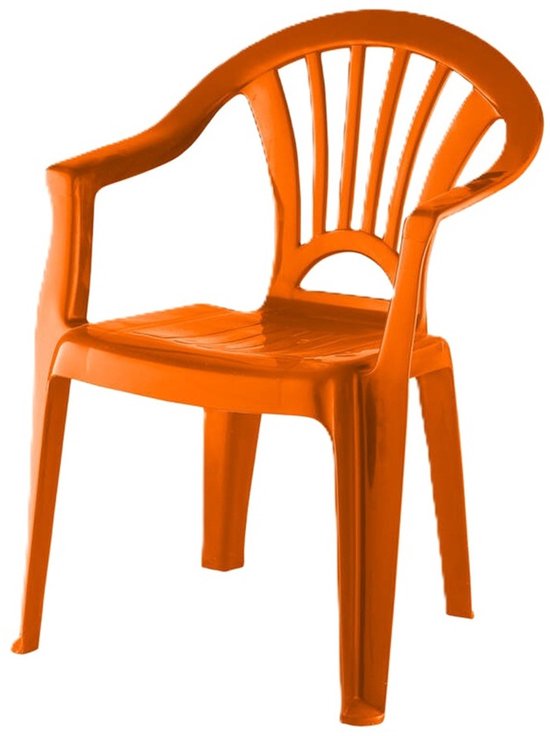 Camping Kinderstoel van kunststof - oranje - 37 x 31 x 51 cm - binnen/buiten