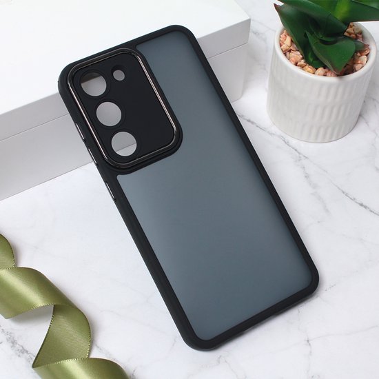 Coque en silicone transparente compatible avec Samsung Galaxy S23 Ultra - Coque arrière avec Protection pour appareil photo - Bumper - Zwart