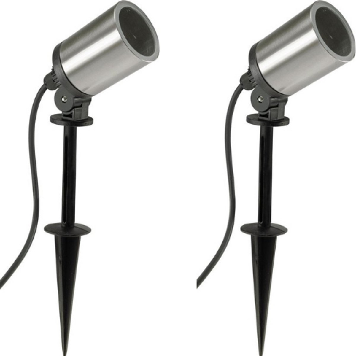 Set van 2 - Tuinlamp staand - Staande lamp IP44 - Vloerlamp met GU10 -Buiten lamp staand met randaarde - Zilver