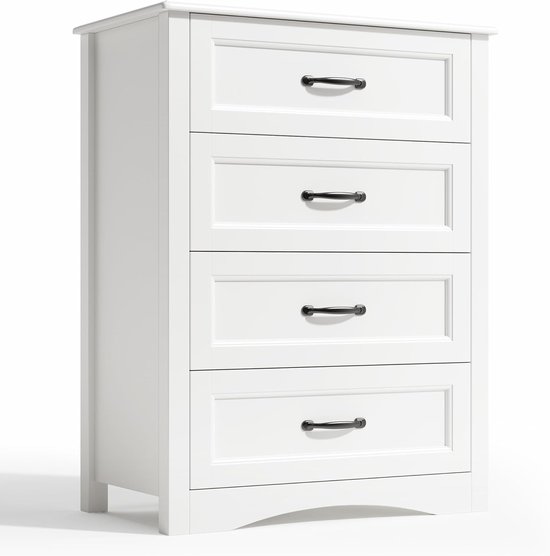 Bealife AP64 Ladekast voor Slaapkamer - Kledingkast met 4 Laden - Metalen Handgrepen, Modern Design en Eenvoudige Montage, 68,5 x 40 x 91,5 cm - Wit