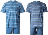 Gentlemen - 2 pyjamas courts homme 114284 - ensembles pyjamas courts - bouton et col V- bleu - taille XXL