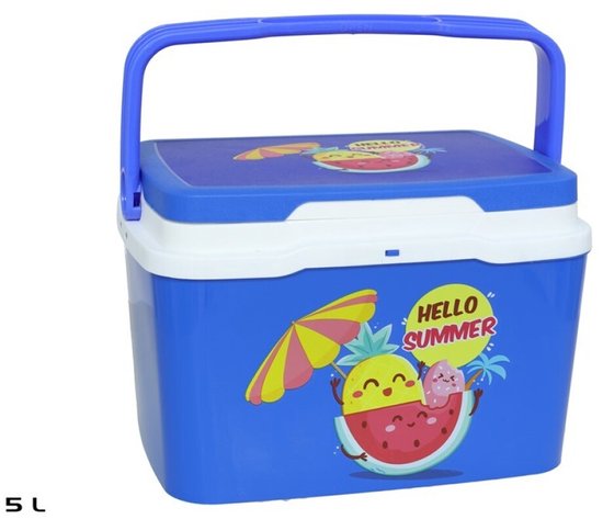 Sunnydays Beach Vibes lunch Koelbox - 5 liter - kunststof - fruit print - 28 x 20 x 19 cm van Merkloos — afbeelding 2