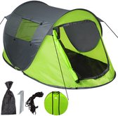 tectake® Pop-up Tent voor 2 Personen - Inclusief Spantouwen, Haringen en Praktische Draagtas - Diverse Kleuren - grijs-groen| nr. 401675