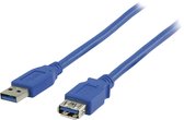 USB naar USB verlengkabel - USB3.0 - tot 0,9A / blauw - 0,30 meter