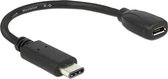USB-C (m) - USB Micro B (v) adapter - USB2.0 - tot 2A / zwart - 0,15 meter