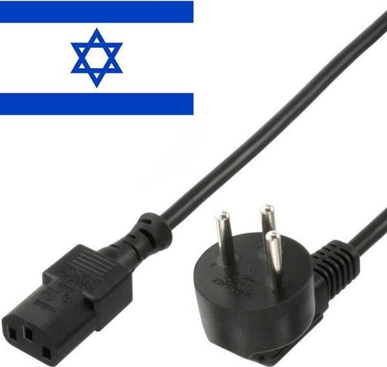 Apparaatsnoer met rechte C13 plug haakse type H stekker (Israël) - 1,00mm /... | bol.com