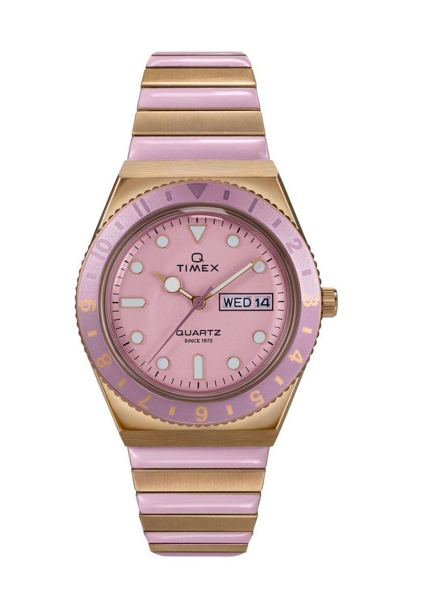 Timex Q Timex Quartz Analoog Horloge Roze Kast: 100% Roestvrij Staal | Armband: 100%Roestvrij Staal 36 TW2W87600AJ, TW2W87700AJ, TW2W87800AJ