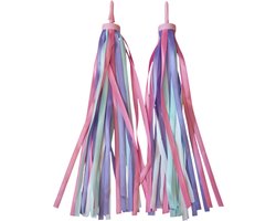 foto van Rieba® Stuurslingers - Fietsversiering voor Kinderfiets - Versiering voor Step - Stuurversiering Fiets - Handvatstreamers - 27 cm - 2 Stuks