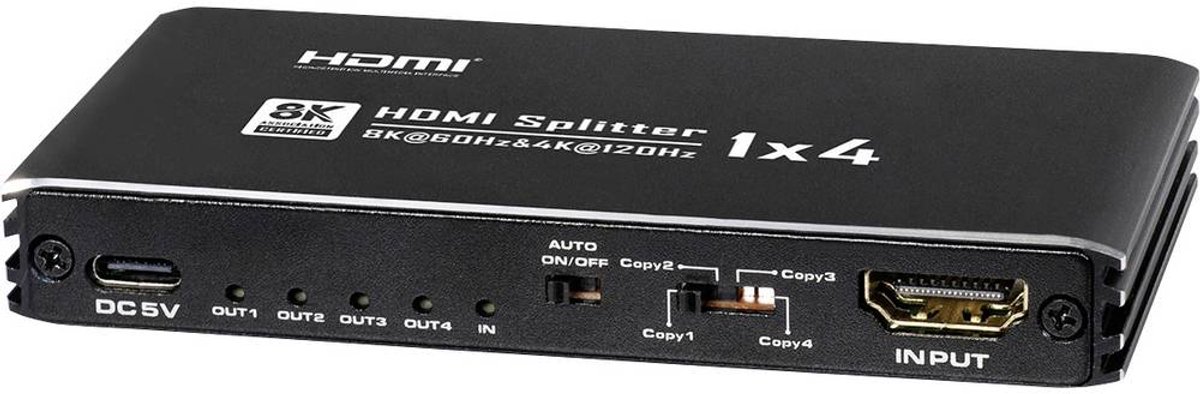 My Wall 8K HDMI Splitter 1 in 4 out HDMI-splitter