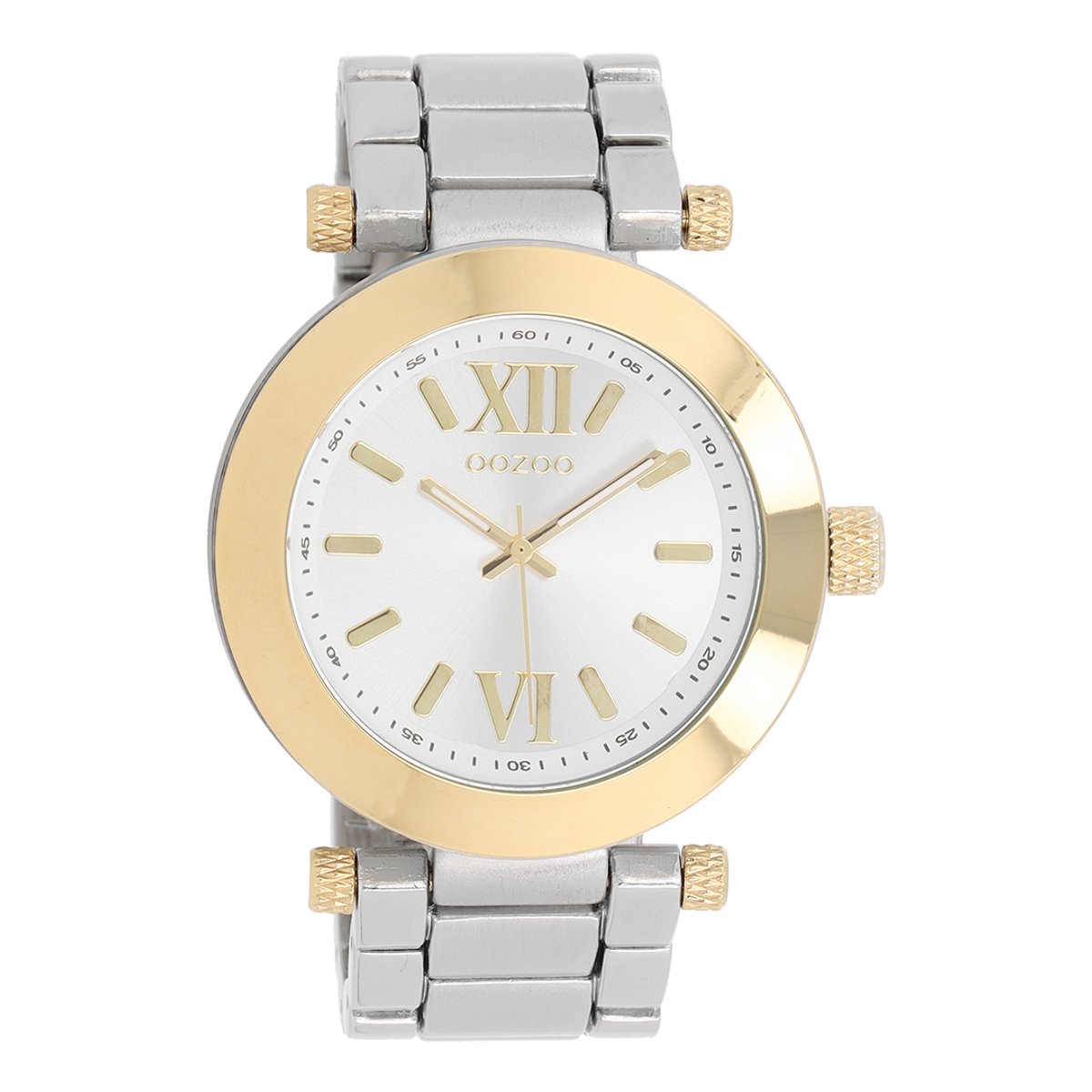 Goudkleurige OOZOO horloge met zilverkleurige roestvrijstalen armband - C5751