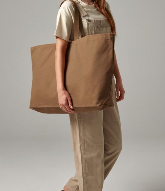 Sac fourre-tout en toile surdimensionné | sac surdimensionné | client | sac de plage | sac de plage | caramel | marron
