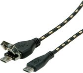Roline USB Micro B naar USB-A + USB Micro B OTG oplaadkabel - USB2.0 - tot 3A - 1 meter