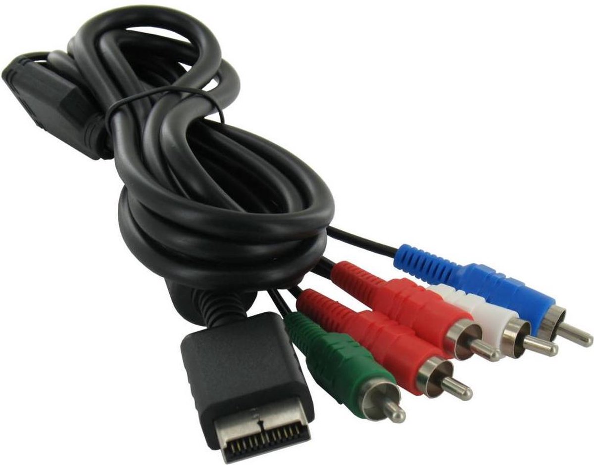 Component AV kabel voor Sony PlayStation 2 en 3 / zwart - 1,8 meter - Dolphix