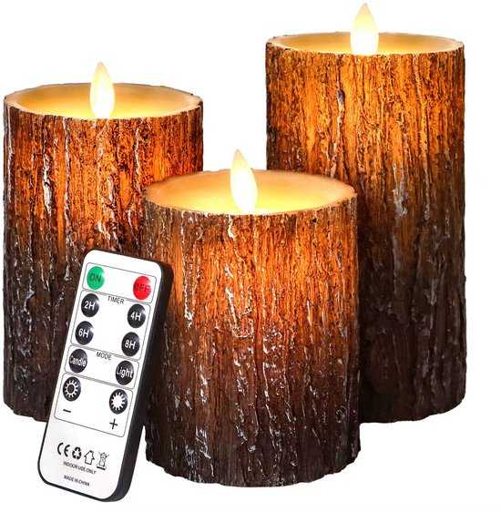 Novaware LED Kaarsen – Bewegende Vlam – Dimbaar en Timer Functie – Echte Wax! – Op AAA Batterijen