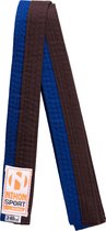 Tweekleurige judo- en karateband Nihon | stevige kwaliteit - Product Kleur: Blauw Bruin / Product Maat: 260