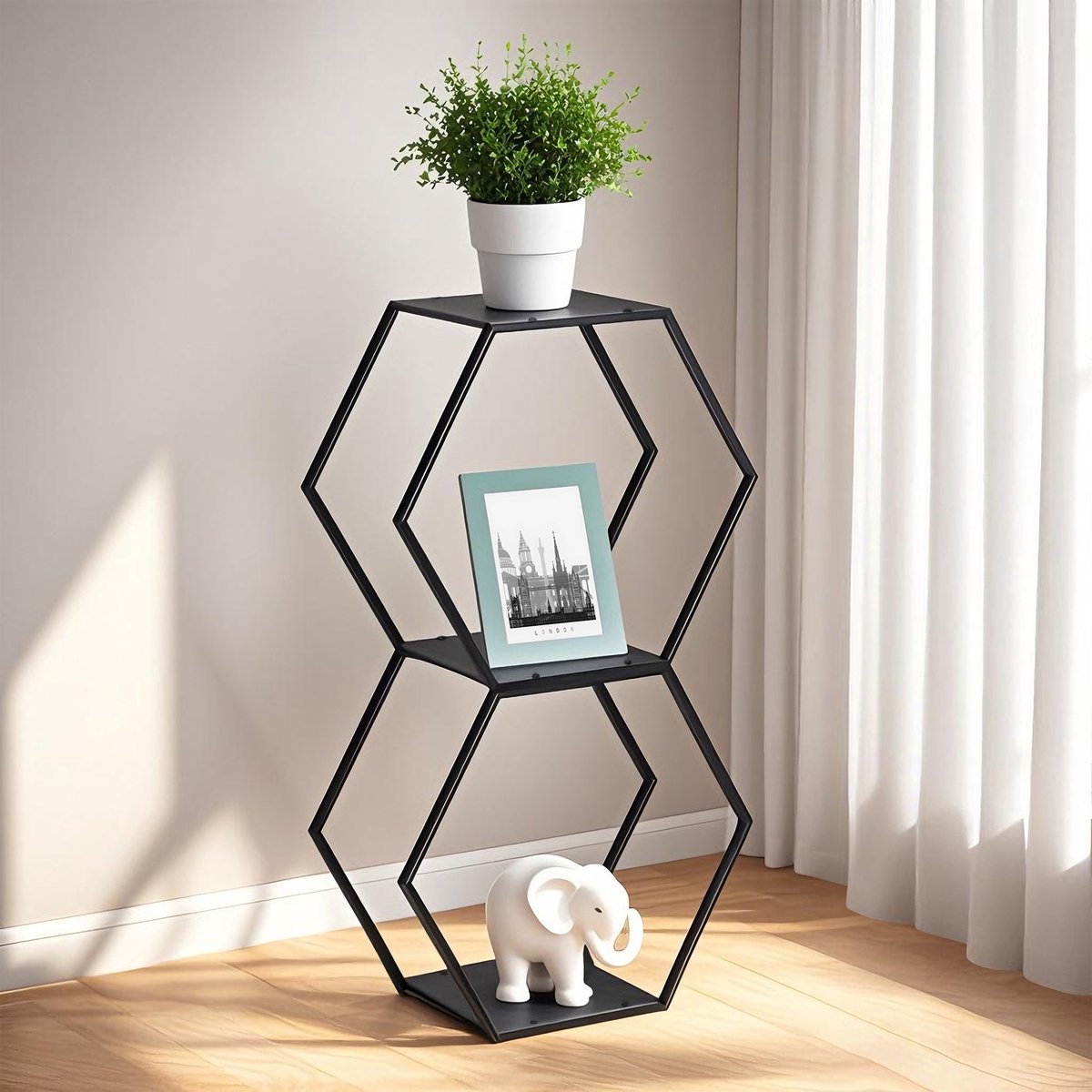 en.casa Wandrek Tand 2-delig wandplankenset zwart 32x37x19 cm [en.casa] zwart 2x
