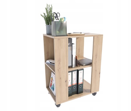 Printerstandaard met wielen 60x50x67 cm artisanaal eiken Printerstandaard met wielen 60x50x67 cm artisanaal eiken