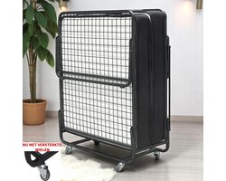 Plooibed / Vouwbed - Vino - 90x200 - Zwart - 15cm dik pocketvering matras - incl. Beschermhoes - Dagelijks te gebruiken