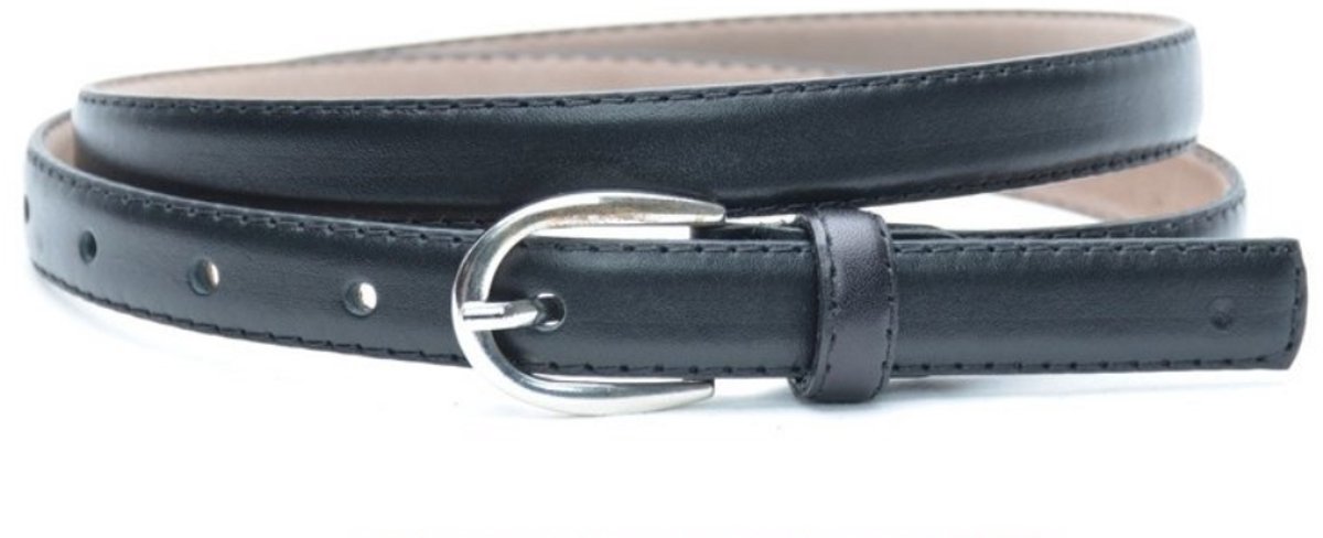 2 cm smalle zwarte riem - 100% leder - zwarte riem dames - Maat 115 - Totale lengte 130cm