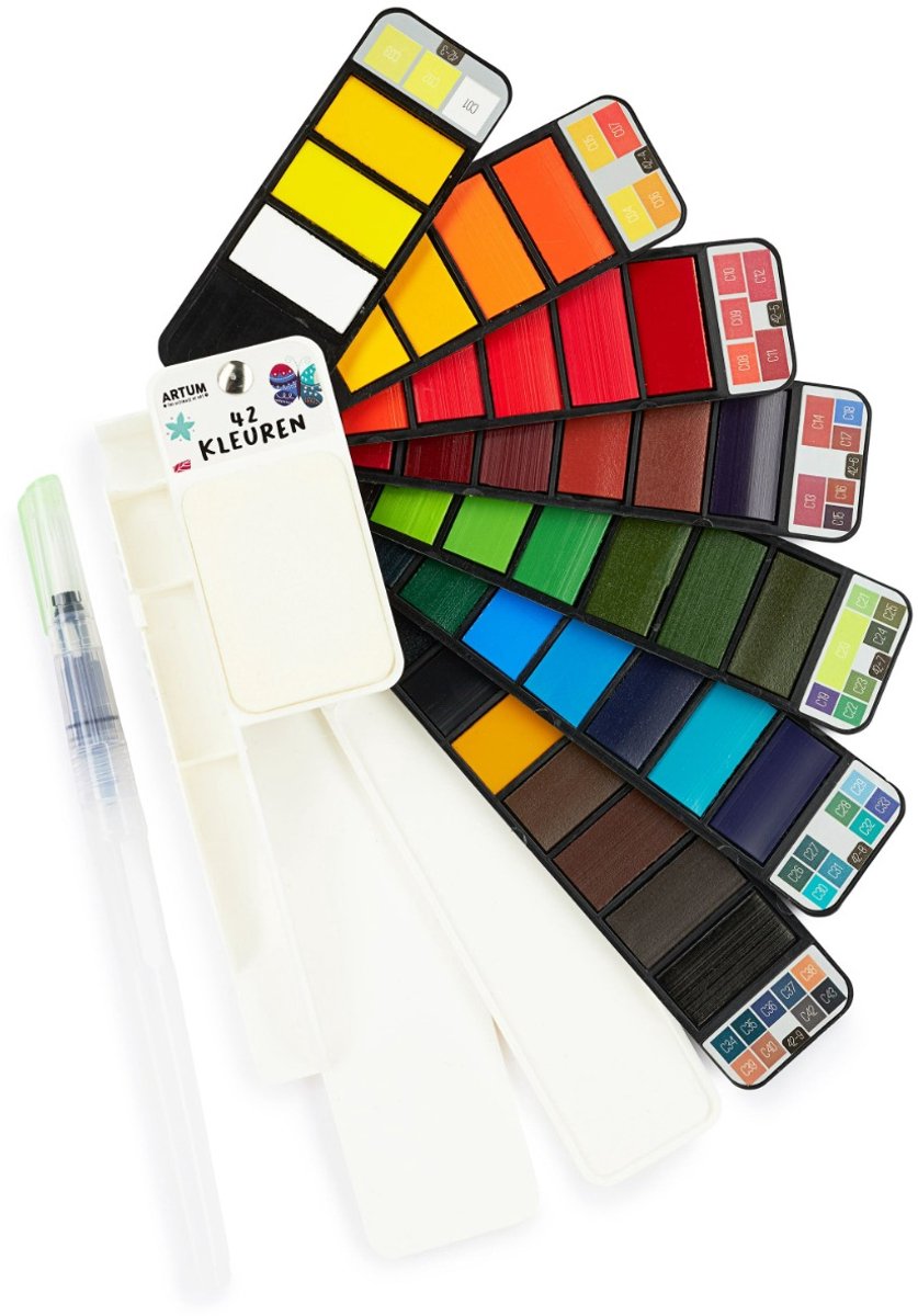 Aquarelverf Set – 42 Kleuren – Waterverf – Volwassenen – Aquarel penselen – Brush Pennen – Aquarel – Handlettering – Schilderen — afbeelding 7