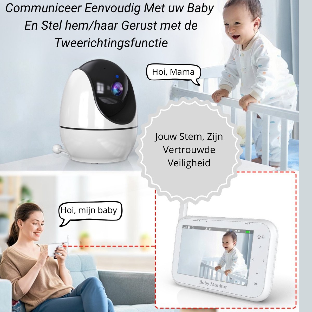 BABIVA® Premium Babyfoon met Camera - Full HD Video Opname - afbeelding 3