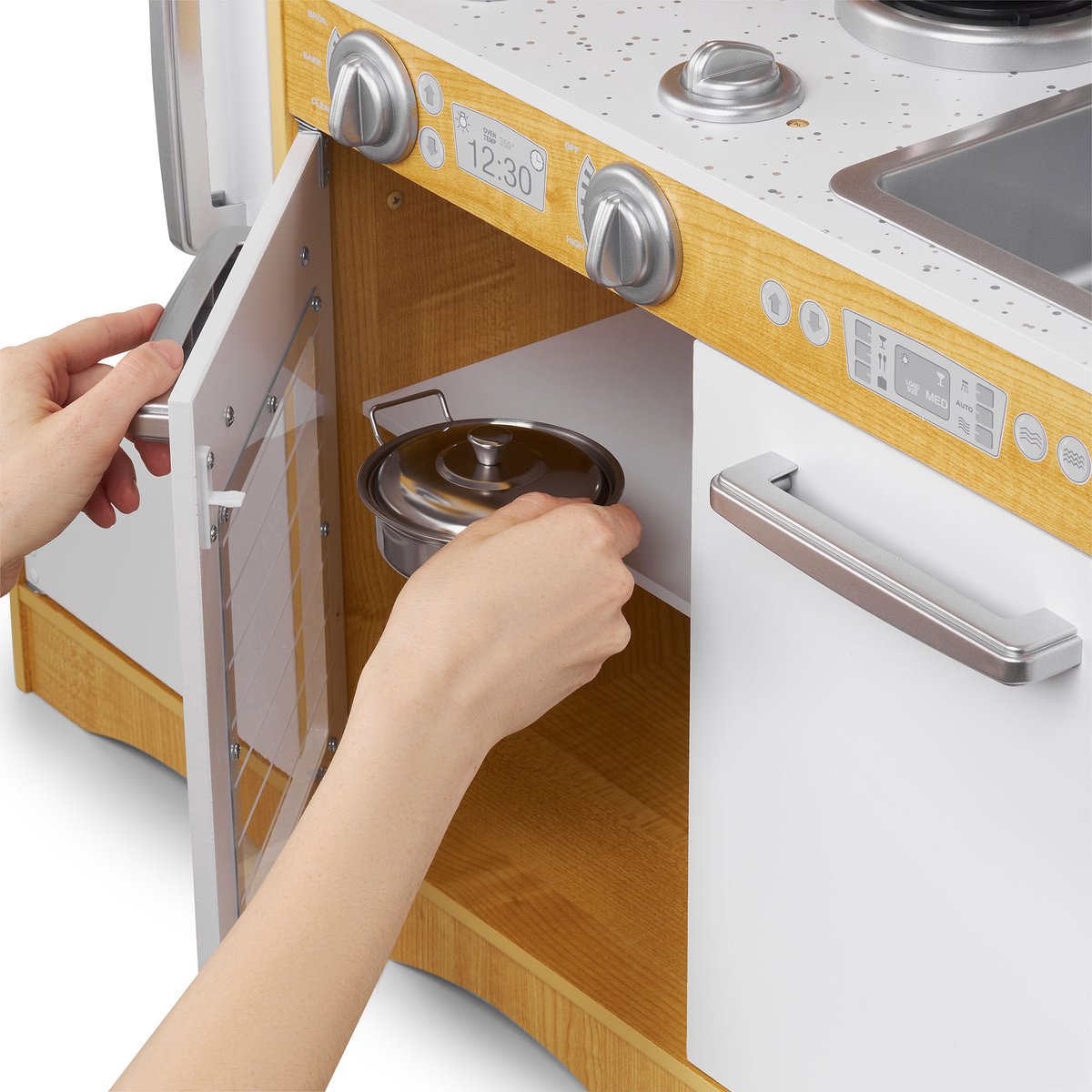 Mamabrum Houten Speelgoedkeuken XL - Kinderkeuken met accessoires - Speelgoed keuken incl pannenset, keukengerei, keukenschort, keukenset - Speelkeukentje voor kinderen vanaf 3 jaar — afbeelding 7