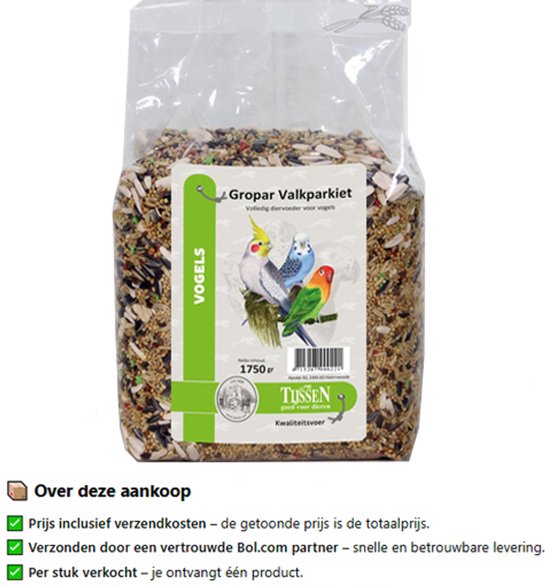 Tijssen goed voor dieren - Vogelzaad - Gropar I - Valkparkiet - 1750GR - 1ST