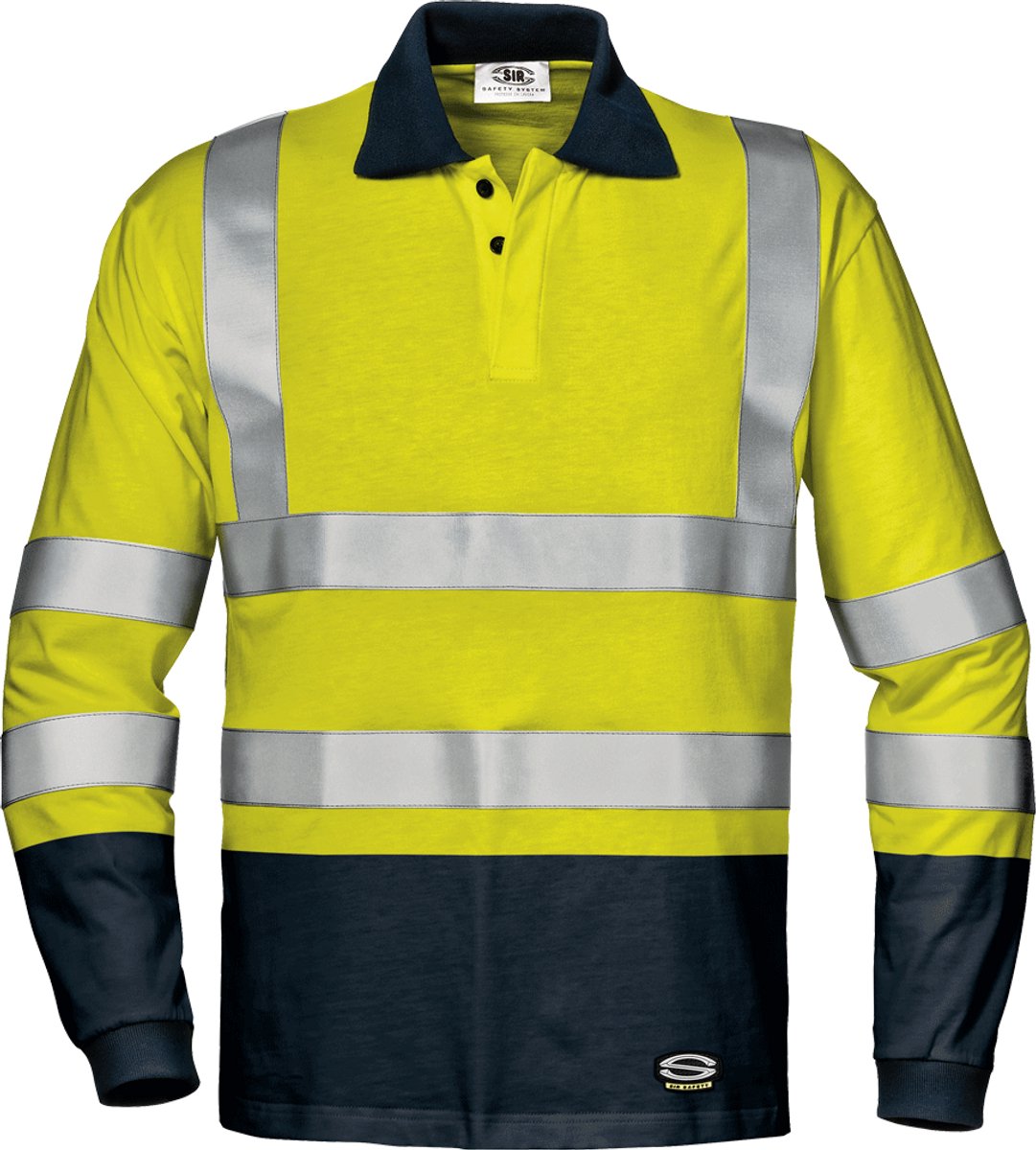 SIR SAFETY GOMEZ POLO SHIRT Hi Vis Reflecterend Lange mouw Werkpolo HEREN Geel Blauw - Antistatisch - Reflecterende Band - 180 g/m²