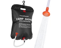 Travelhawk Campingdouche - 20 Liter - Buitendouche - Buitendouche Camping - Opvouwbaar - Voor op Reis & Camping - Zwart