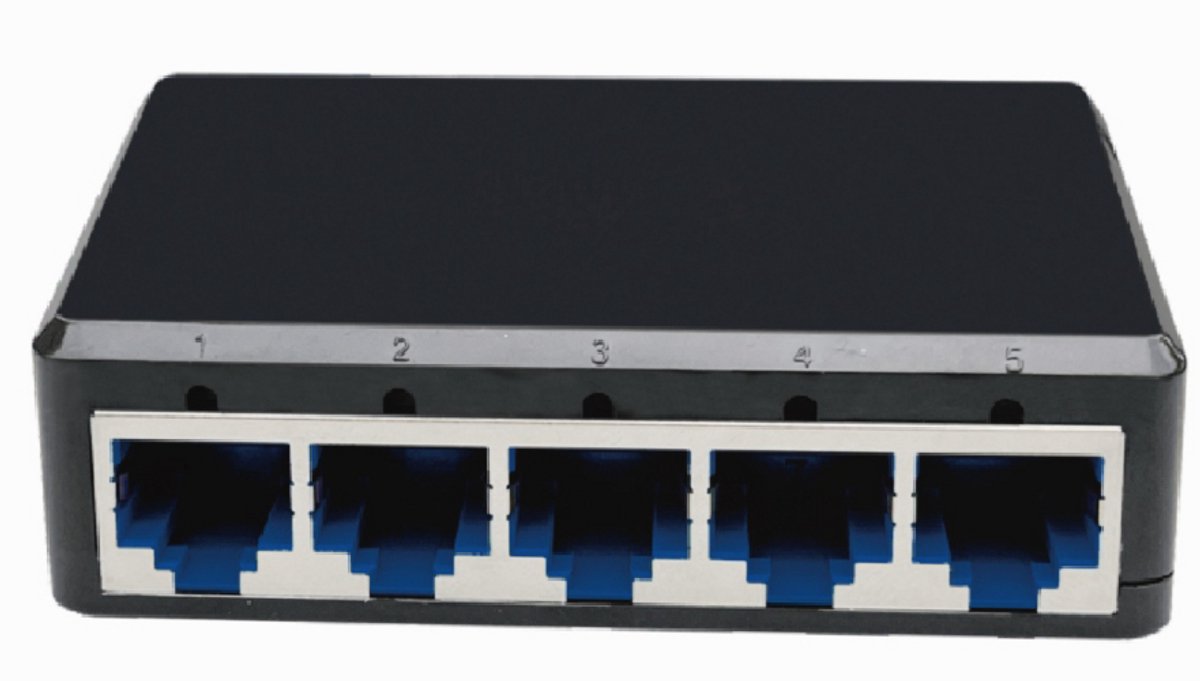 Netwerk Switch - 5 Poorts - Internet Splitter - Ethernet - Voor Internetkabel - 5 Ethernet Poorten - Gigabit Ethernet switch - Full Duplex (tot 2000 Mbps)
