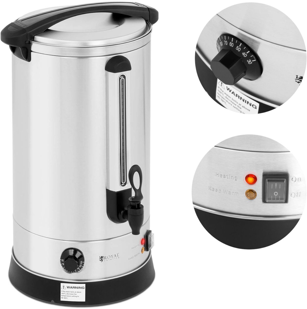 Heetwaterdispenser - 20,5 L - 2.500 W - dubbelwandig - Royal Catering