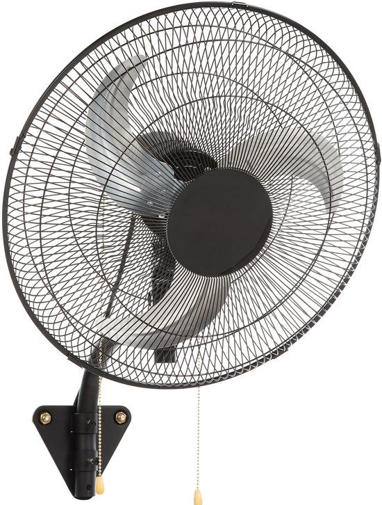 Wandventilator 44,5 cm met 4000 CFM luchtstroom, 3 snelheden, stille metalen motor, oscillatie, wandmontage