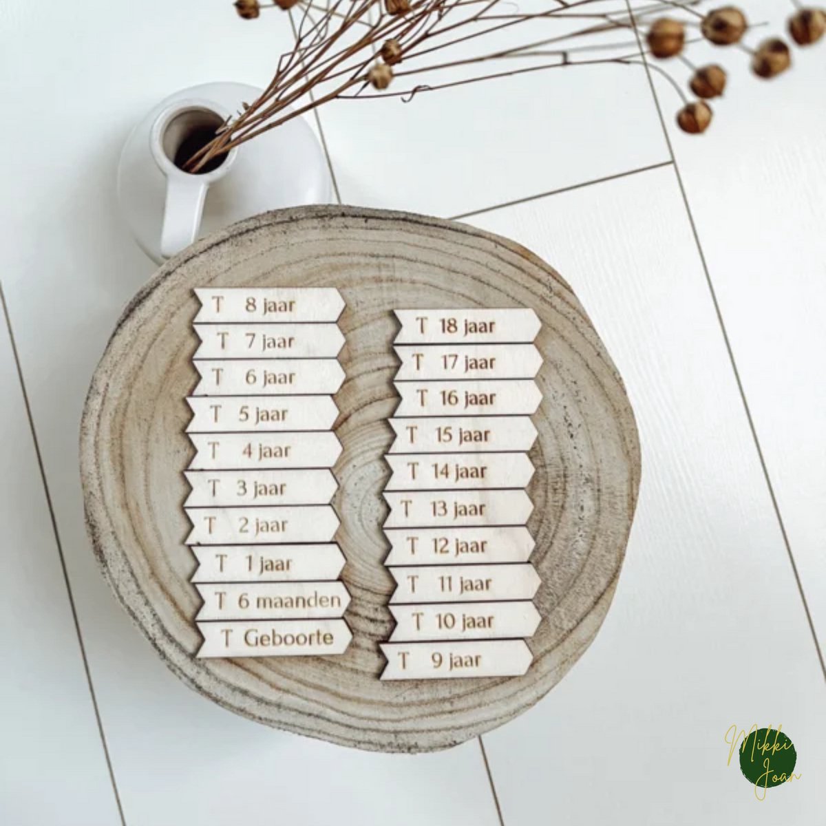 Mikki Joan - Pijltjes met letter R - 0 t/m 18 jaar - Pijltjes voor groeimeter - Pijltjes voor houten meetlat - 20 stuks