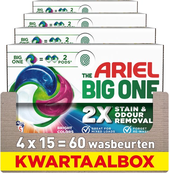 Capsules de lessive Ariel The Big One Couleurs vives - 4 x 15 lavages