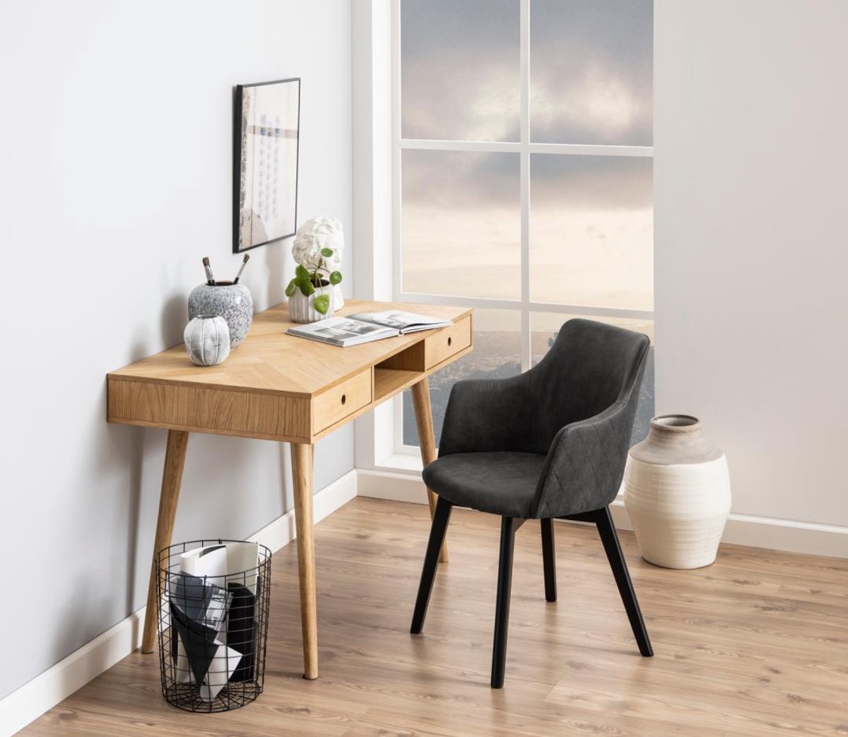 Giga Living Eetkamerstoel Mollen - Antraciet Stof - Zithoogte 45cm - Set van 2