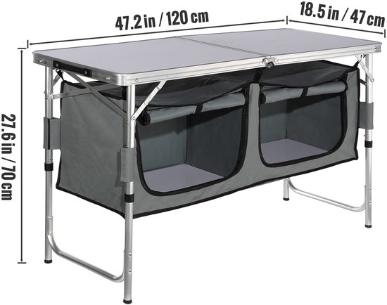 Camping Keukentafel - Opvouwbare Draagbare Kookstation - 3 Verstelbare Hoogtes - Compact en Lichtgewicht van Camping — afbeelding 3