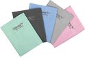 Cinq lingettes microfibre Jilbay's aux couleurs pastel : menthe, bleu clair, gris, rose et gris foncé.