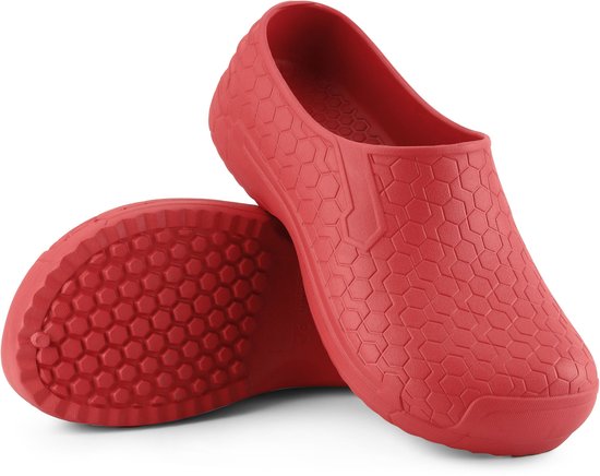 Sabots pour femmes Ladeheid - Sabots pour femmes et hommes - Légers - EVA - Sabots de jardin - Chaussures de jardin - Rouge 1841 - 37 - LA- DW-HexClosed