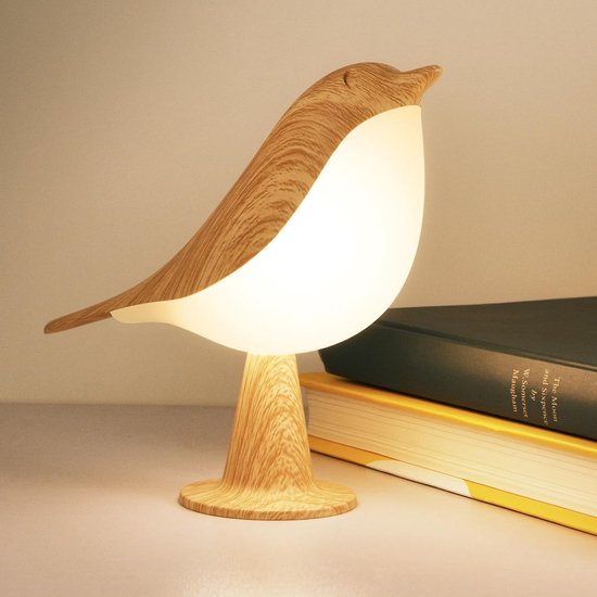 Petite lampe de table KZQ - Lampe oiseau avec 3 températures de couleur et capteur tactile - Lampe de table - Lampe enfant sans fil avec batterie rechargeable - Convient pour chambre, lit, chevet, Siècle des Lumières décoratif de voiture