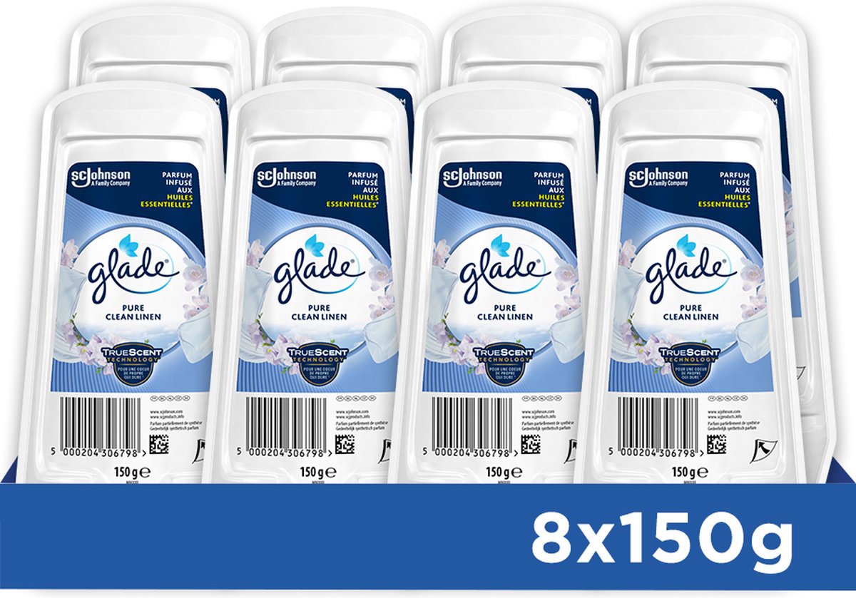 Glade Gel Pure Clean Linen - Luchtverfrisser - 8 x 150G