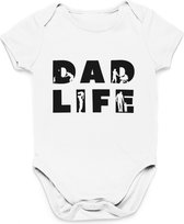 Cadeau Vaderdag - Barboteuse Dad Life - Taille 92 - Couleur Wit - 100% Katoen