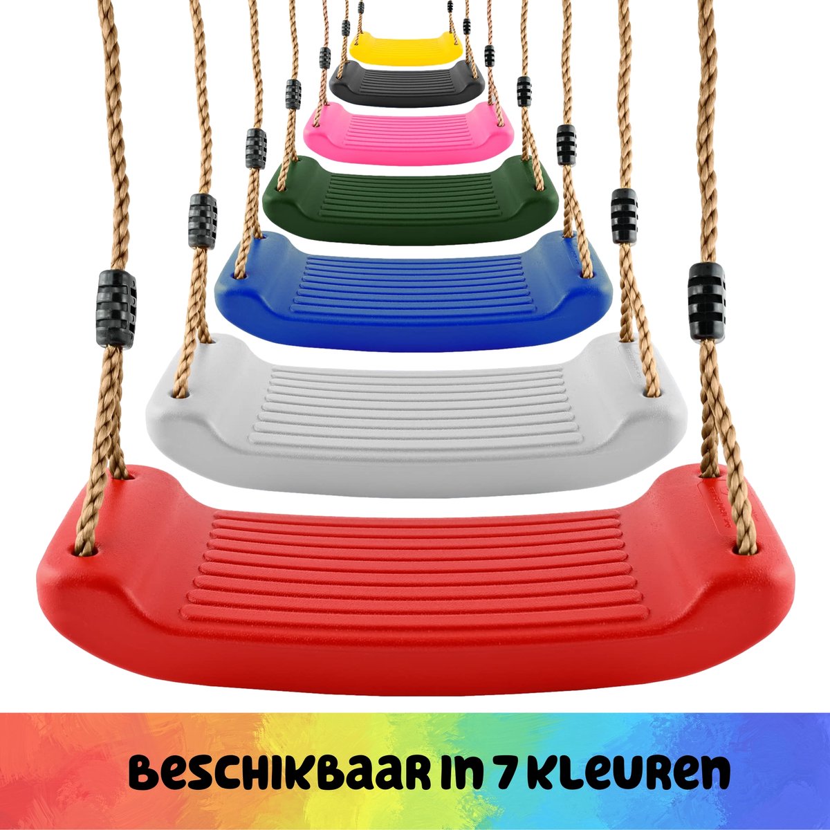 JAXY - Schommelzitje Kunststof - Kinderschommel Buiten - Schommel Tuin - Buitenspeelgoed Jongens en Meisjes - Rood — afbeelding 8
