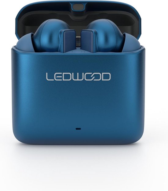 LEDWOOD LD-S20-eBLU - TITAN S20 TWS in-ear earphones met metallic oplaadcase, blauw-metallic