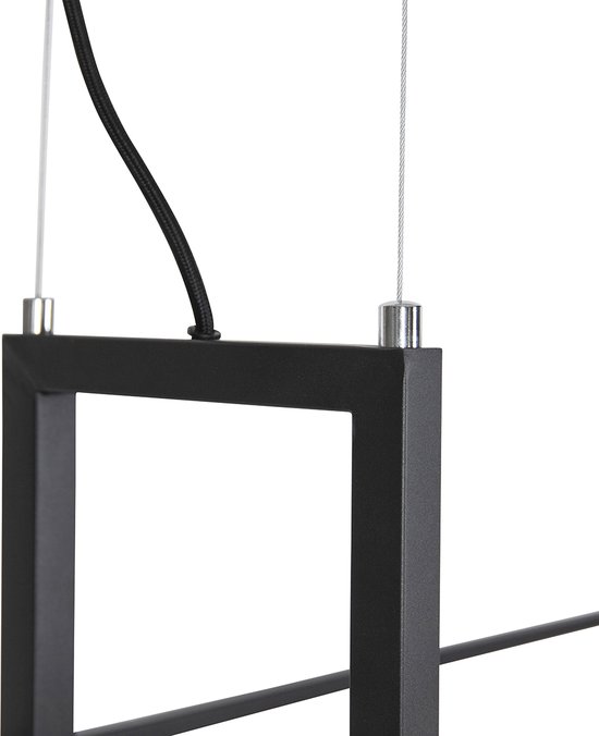 QAZQA cage rack - Industriele Hanglamp eettafel voor boven de eettafel | in eetkamer - 4 lichts - L 100 cm - Zwart - Industrieel - Woonkamer | Slaapkamer | Keuken - QAZQA