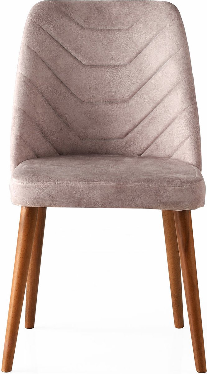 Skye Decor , Stoelenset (4 stuks), Dallas 555 V4, Metaal, Walnoot & Beige, 50 x 49 x 90 cm Wit