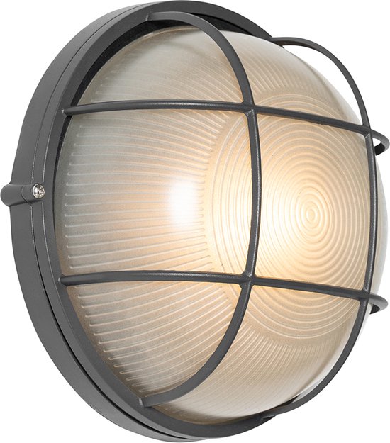 QAZQA hanneke - Industriele Wandlamp voor buiten - 1 lichts - D 10.6 cm - Donkergrijs - Industrieel - Buitenverlichting